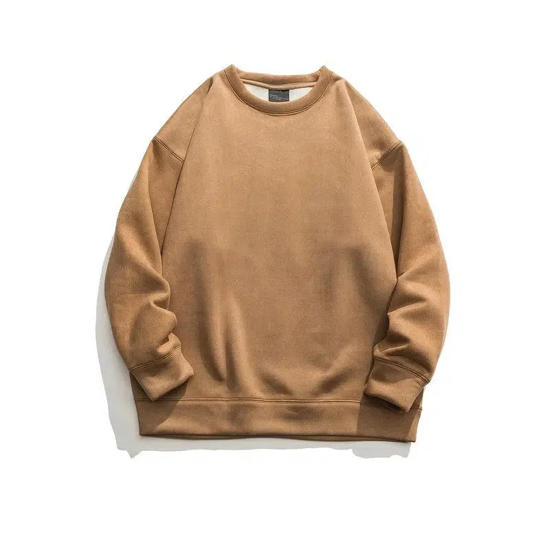 Suede Round Neck Sweatshirt