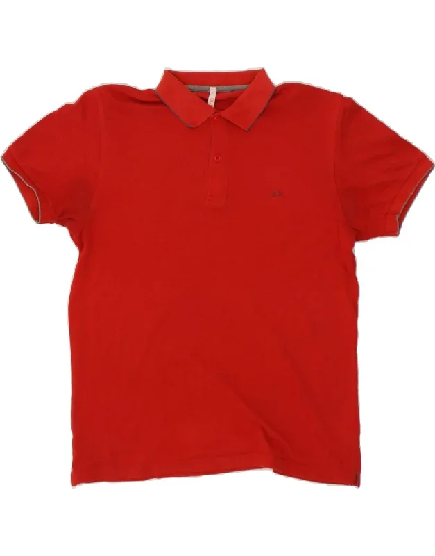 SUN68 Mens Polo Shirt Large Red Cotton