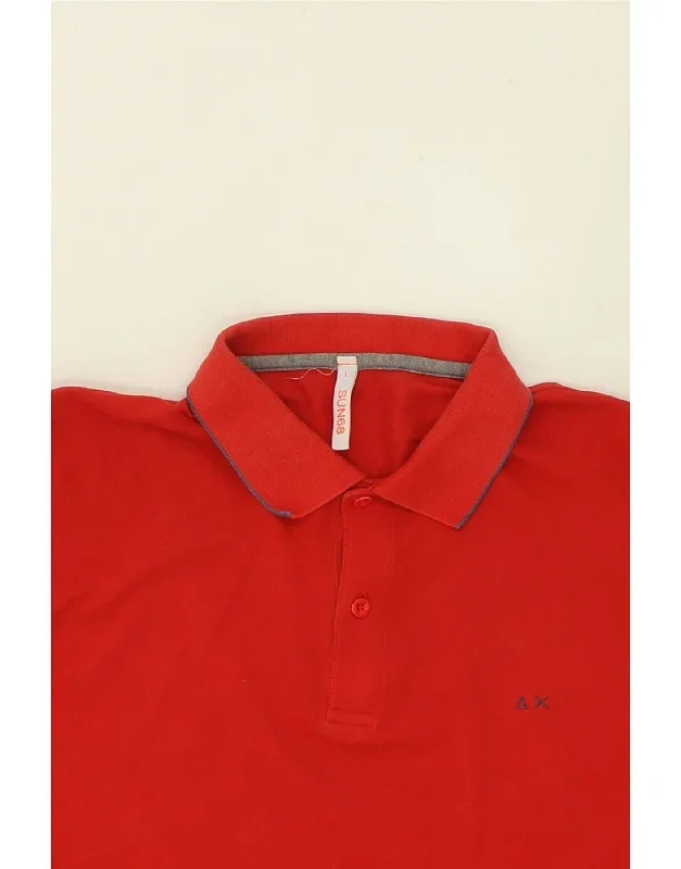 sun68-mens-polo-shirt-large-red-cotton