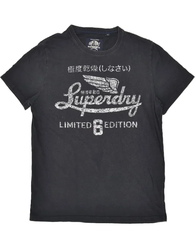 SUPERDRY Mens Graphic T-Shirt Top XL Navy Blue Cotton