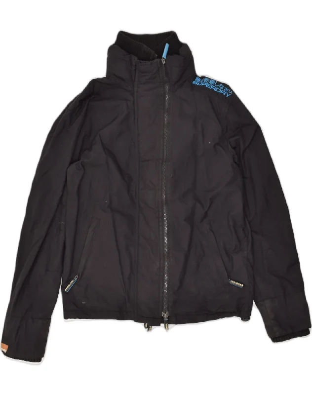 SUPERDRY Mens The Windcheater Windbreaker Jacket UK 36 Small Black Nylon