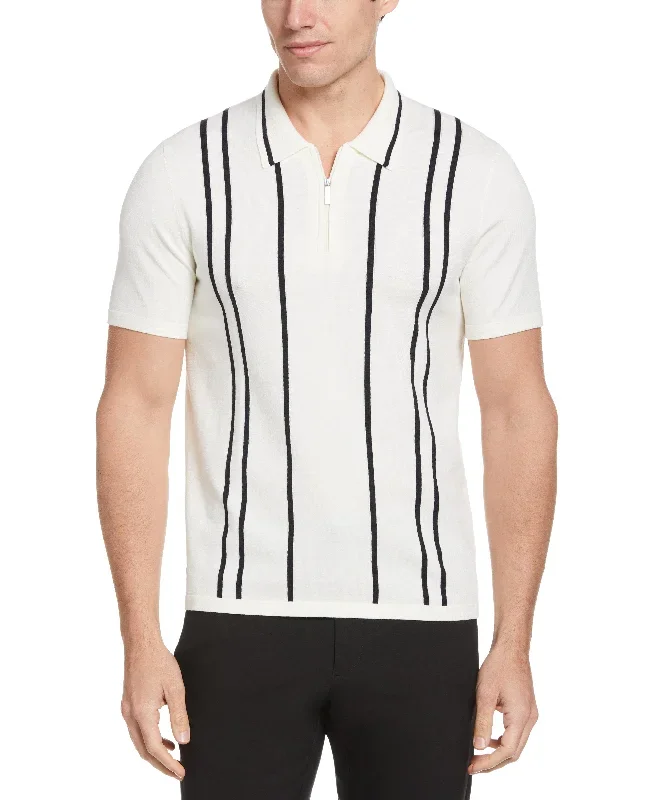 Tech Knit Vertical Stripe Zip Polo