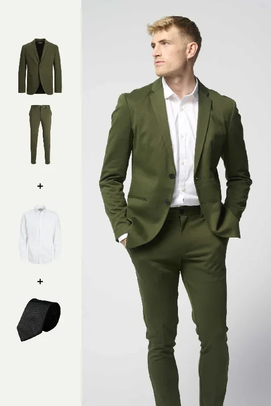 The Original Performance Suit™️ (Dark Green) + Shirt & Tie - Package Deal