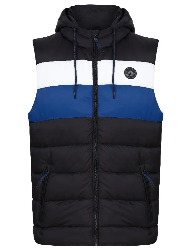 Therius Micro Fleece Lined Quilted Puffer Gilet with Hood in Sodalite Blue - Tokyo Laundry