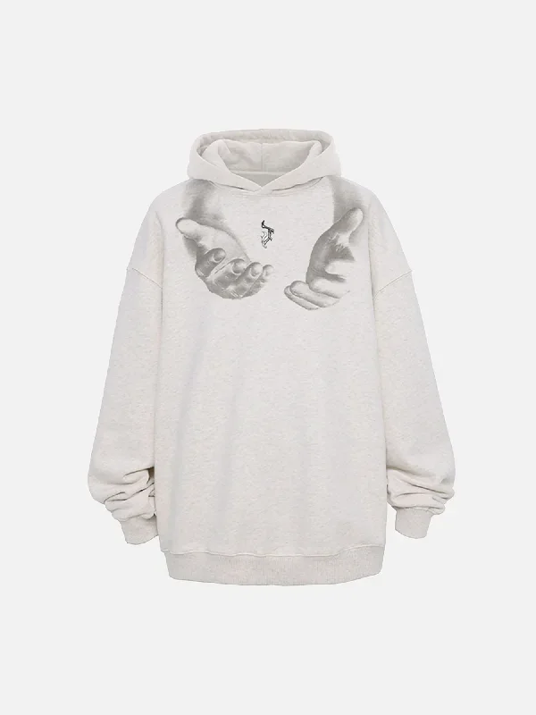 Thesupermade Monogram Embroidered Hand Print Hoodie - 1876