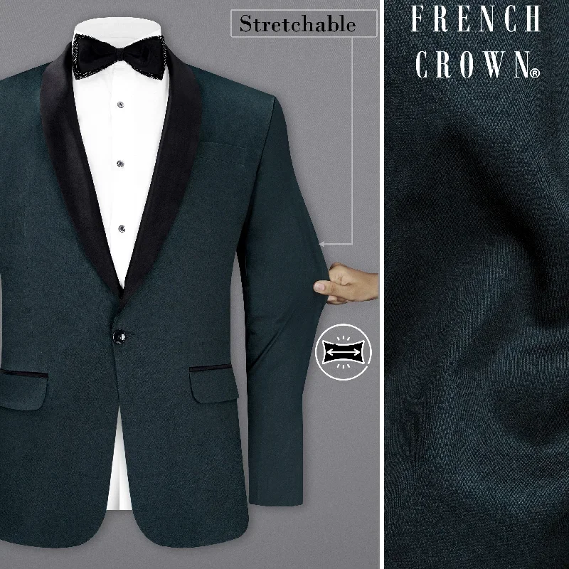 Timber Sea Blue Stretchable Premium Cotton Tuxedo traveler Blazer