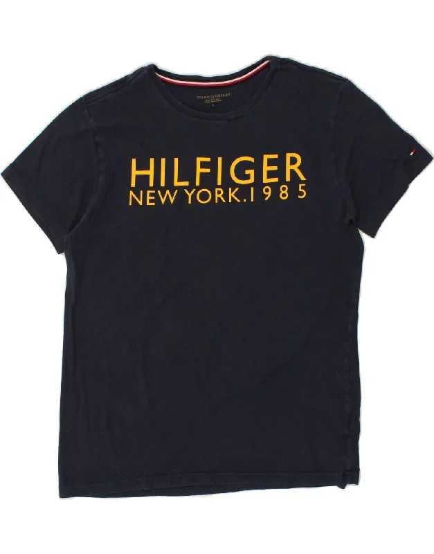 TOMMY HILFIGER Mens Graphic T-Shirt Top Small Navy Blue Cotton