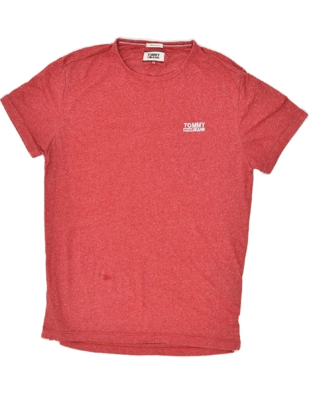 TOMMY HILFIGER Mens Regular Fit T-Shirt Top XS Red Flecked Cotton