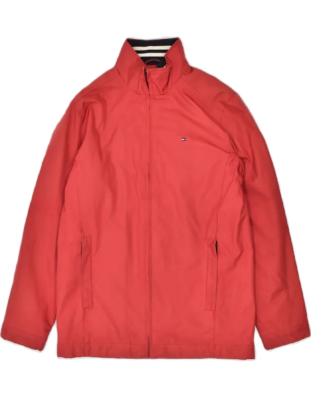 TOMMY HILFIGER Mens Windbreaker Jacket UK 38 Medium Red Polyester