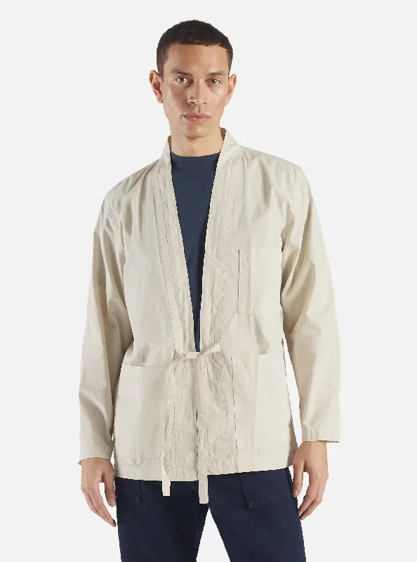 Universal Works Tie Front Jacket in Driftwood Organic Fine Poplin