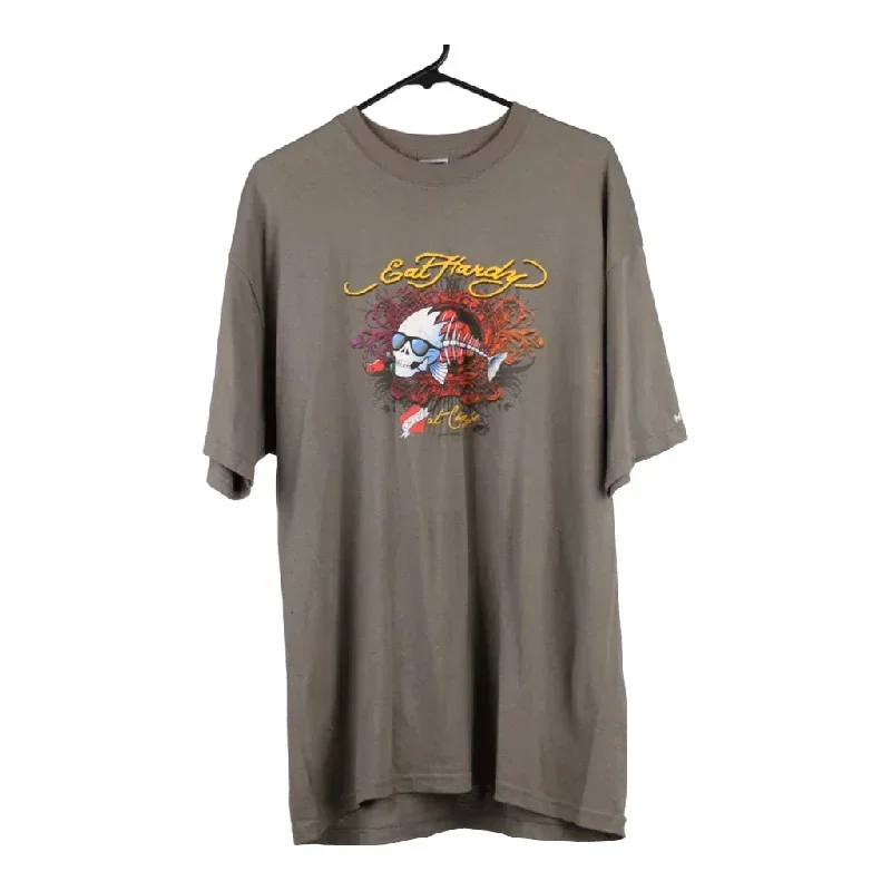 Bootleg Ed Hardy Jerzees T-Shirt - XL Grey Cotton