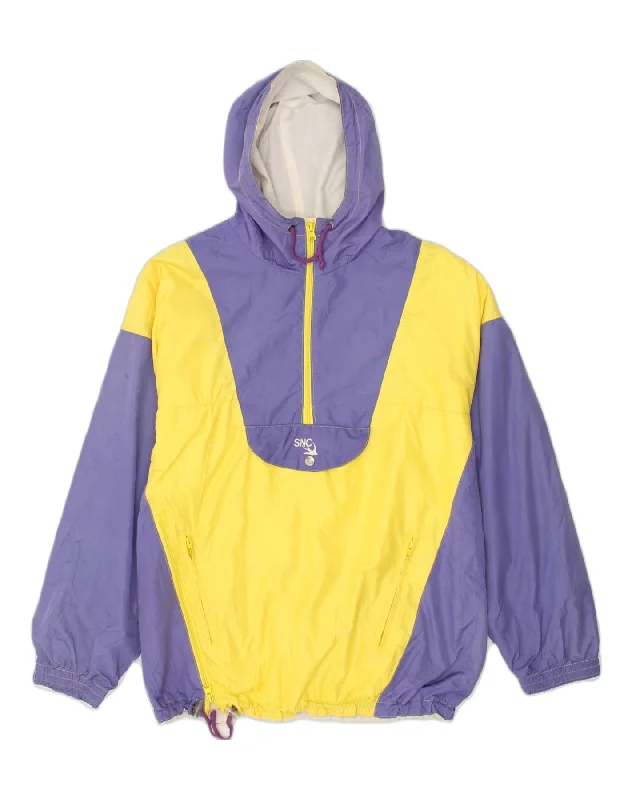 VINTAGE Mens Hooded Pullover Rain Jacket EU 54 2XL Purple Colourblock