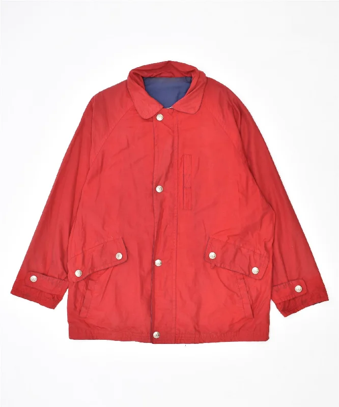 VINTAGE Mens Windbreaker Jacket UK 38 Medium Red Cotton