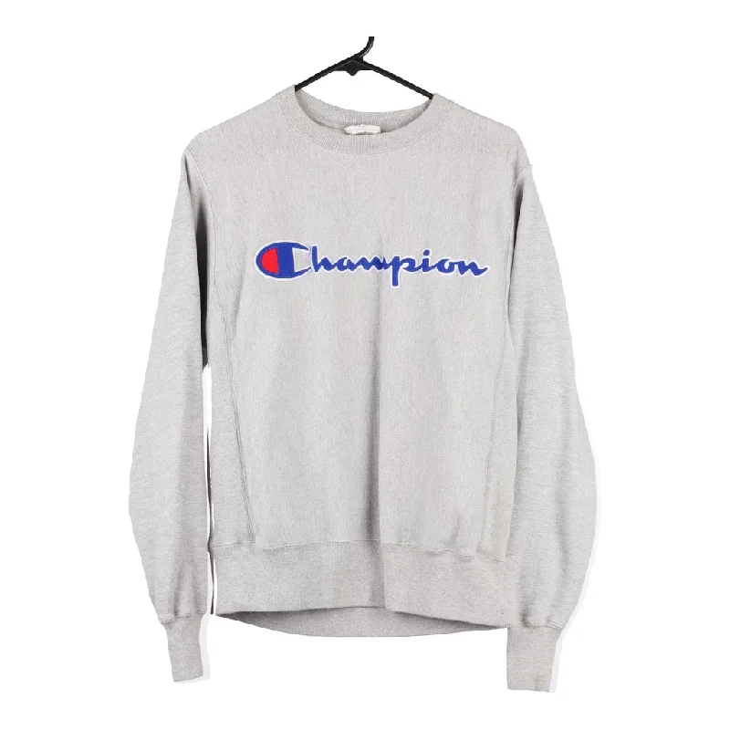 Reverse Weave Champion Spellout Sweatshirt - Small Grey Cotton