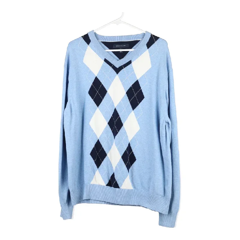 Tommy Hilfiger Argyle Jumper - XL Blue Cotton