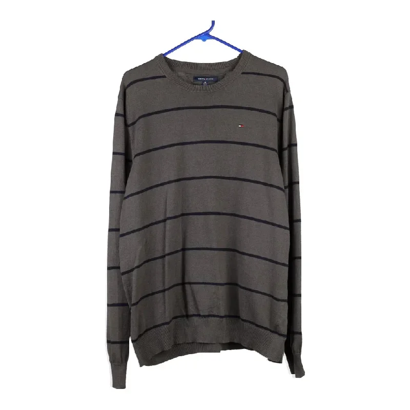 Tommy Hilfiger Striped Jumper - XL Grey Cotton