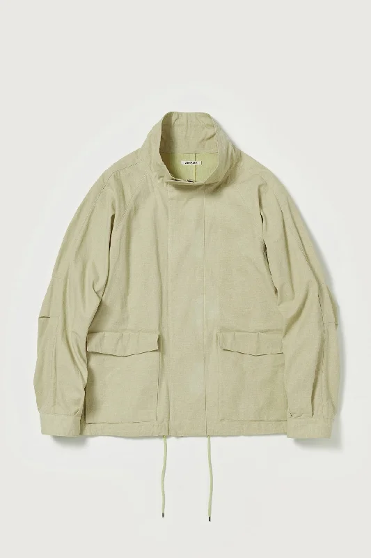 Washed Hard Twist Canvas Blouson - Khaki Beige