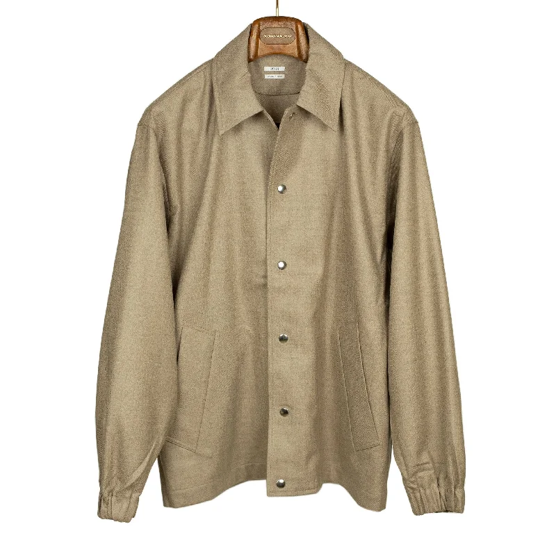 Oversized blouson in beige wool twill