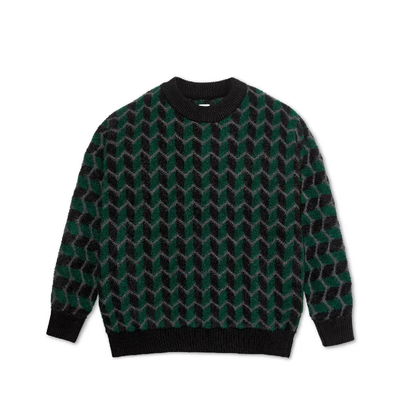 Zig Zag Knit Sweater - Black / Dark Teal